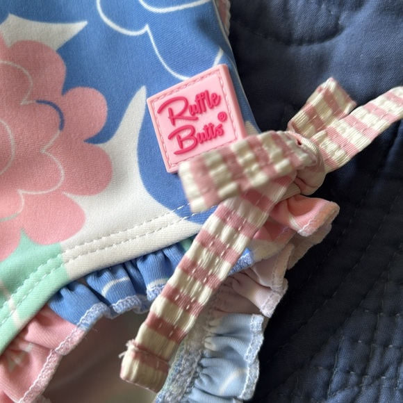 🌸RUFFLE BUTTS BABY GIRL ONE PIECE SWIMSUIT/RASH GUARD - Picture 2 of 8